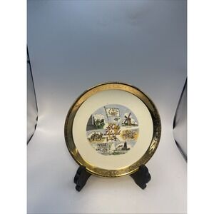 Vintage 1950's Rhode Island Gold Rimmed Decorative Souvenir Plate